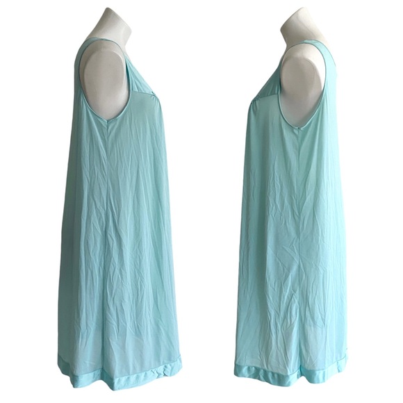 Vanity Fair blue green nightwear gown - sz MEDIUM - nylon - sheer - Picture 3 of 9